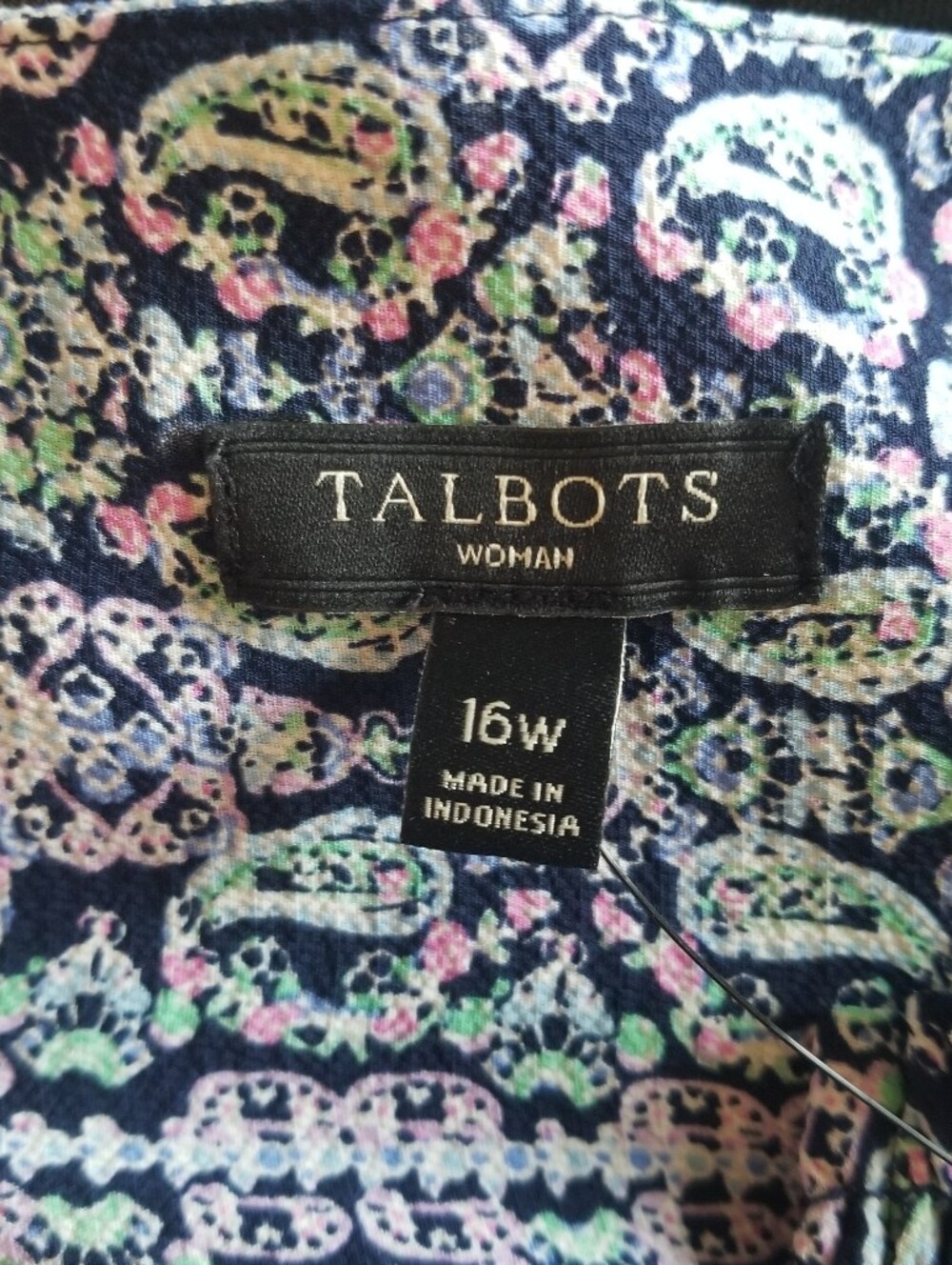 NEW Talbots Woman 16 Sleeveless Dress Lined Skirt Blue Pink Paisly Print Flounce - Picture 4 of 9